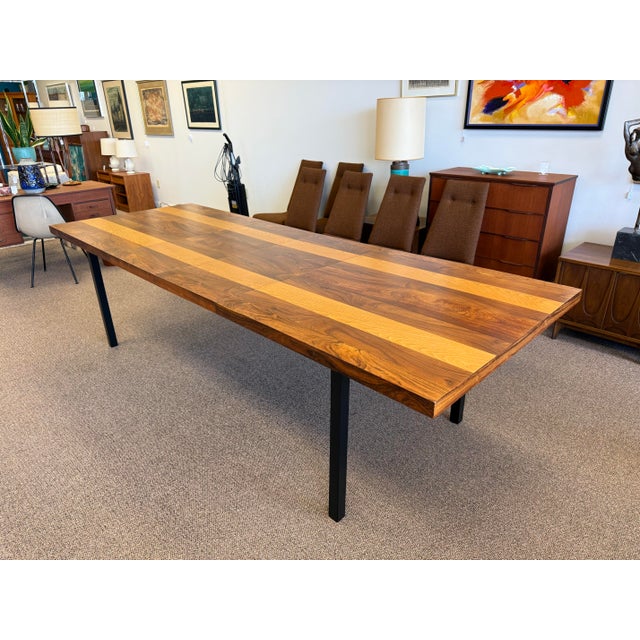 1970s Mid Century Modern Multi-Wood Dining Table Designed by Milo Baughman for Directional Furniture’s Gallery One Line For Sale - Image 10 of 12