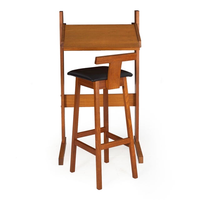 Mid-Century Modern Danish Modern Teak Adjustable-Height Desk and Chair, Circa 1960s For Sale - Image 3 of 18