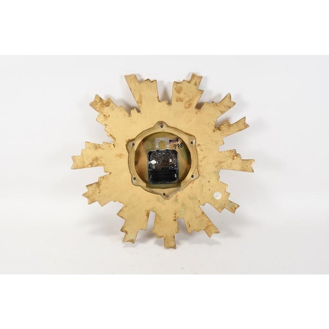 Vintage Hollywood Regency Sunburst Wall Clock with Kienzle Movement from Electrica, Germany, 1960s For Sale - Image 6 of 8