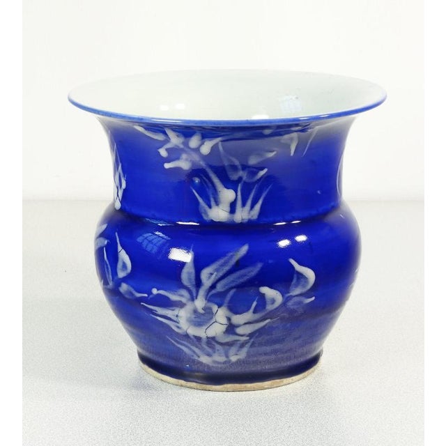 Ceramic Vase in White on Blue Background, China For Sale - Image 3 of 8