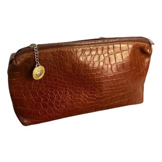 1990s Brown Leather Clutch Bag by Gianni Versace For Sale