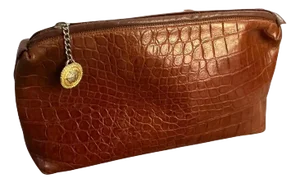1990s Brown Leather Clutch Bag by Gianni Versace