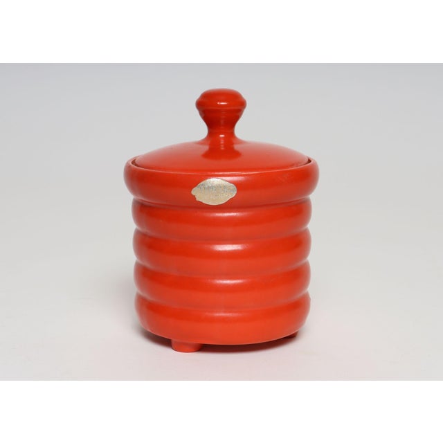 Mid-Century Czech/Bohemia Modern art pottery lidded canister imported into the United States by Theodore Eberling and...