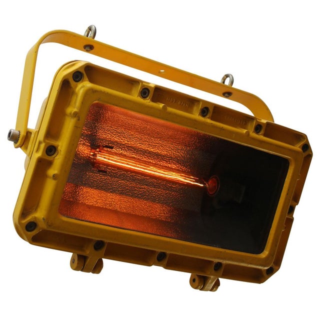 Yellow Cast Iron Clear Glass Airport Light For Sale - Image 6 of 8