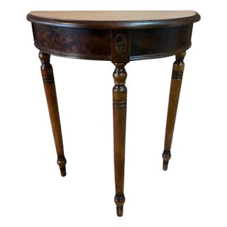 Vintage 1960s Federal Revival Demi-Lune Console Table — Mahogany — Grand Rapids Provenance For Sale