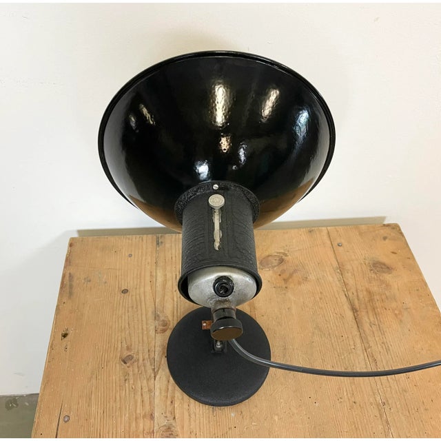 Vintage Industrial Black Enamel Table Lamp, 1950s For Sale - Image 11 of 14