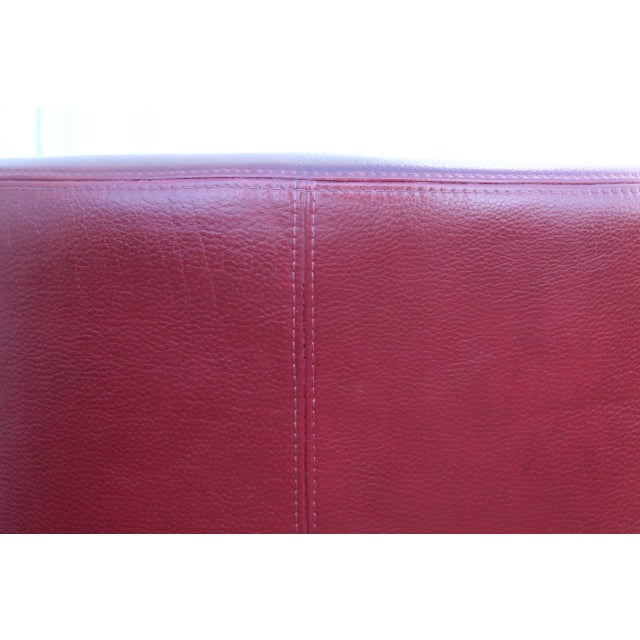 Burgundy Leather Swivel Club Chair, 1980s For Sale - Image 15 of 18