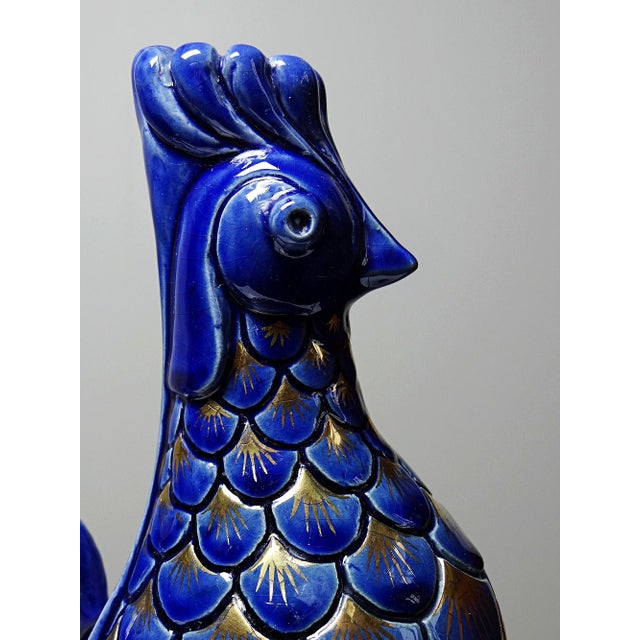 Glazed Ceramic Rooster Candlesticks by A.G Roger, 1940s, Set of 2 For Sale - Image 13 of 18