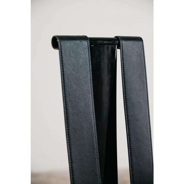 Postmodern Dining Chairs in Lacquered Wood and Black Faux Leather, 1980s, Set of 4 For Sale - Image 11 of 16