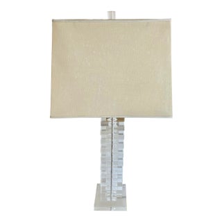 Tall Lucite Tower Table Lamp From 70's For Sale