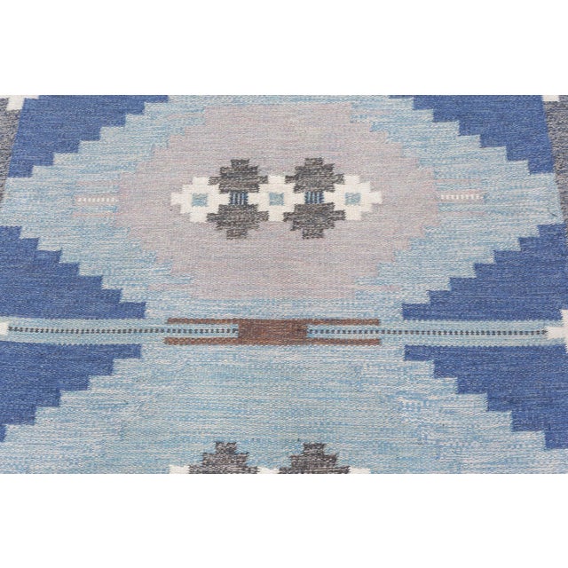 Textile Doris Leslie Blau Vintage Swedish Flat-Weave Rug by Ingegerd Silow For Sale - Image 7 of 9