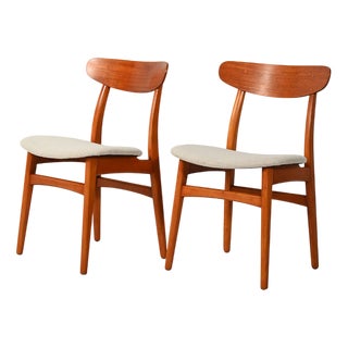Vintage Scandinavian Chairs with Crescent Backs by Hans J. Wegner, 1960s, Set of 2 For Sale