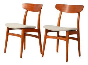 Vintage Scandinavian Chairs with Crescent Backs by Hans J. Wegner, 1960s, Set of 2