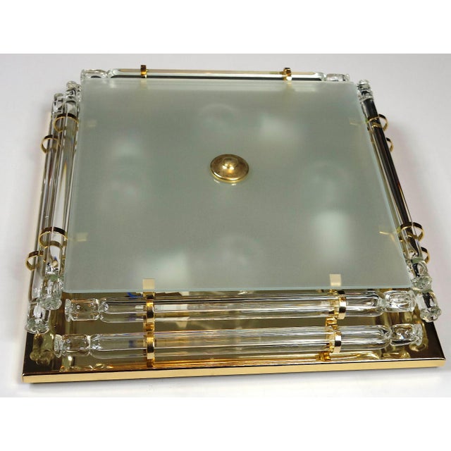 Metal Gold-Plated Metal and Crystal Glass Ontario Ceiling Lamp from Austrolux, 1970s For Sale - Image 7 of 9