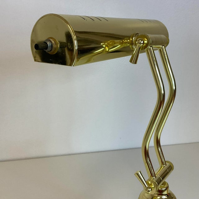 1970s Mid-Century Adjustable Brass Piano Desk Lamp For Sale - Image 6 of 7