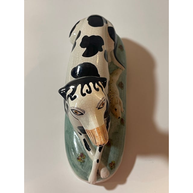 Mottahedeh Black and White Staffordshire Style Dog With Hare For Sale - Image 10 of 11