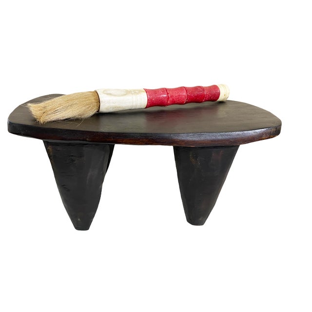 Raspberry Pink Chinoiserie Soapstone and Bone Calligraphy Brush 13.5" H For Sale - Image 8 of 8