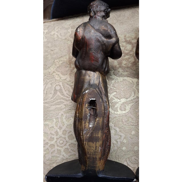 Mid 20th Century Mid 20th Century Pair Renaissance Style Plaster Figural Wall Mounts Sculptures For Sale - Image 5 of 8