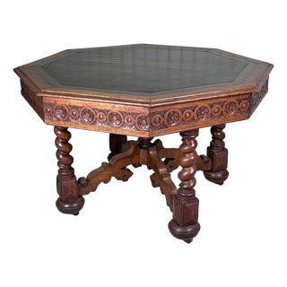 Victorian Gothic Revival Octagonal Oak Library Centre Table from W. Williamson & Sons, Guildford For Sale