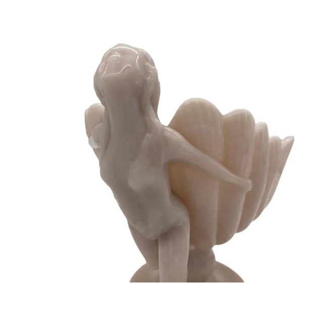 Glass 1930s Cambridge Art Glass "Crown Tuscan" Flying Nude With Shell Compote For Sale - Image 7 of 7