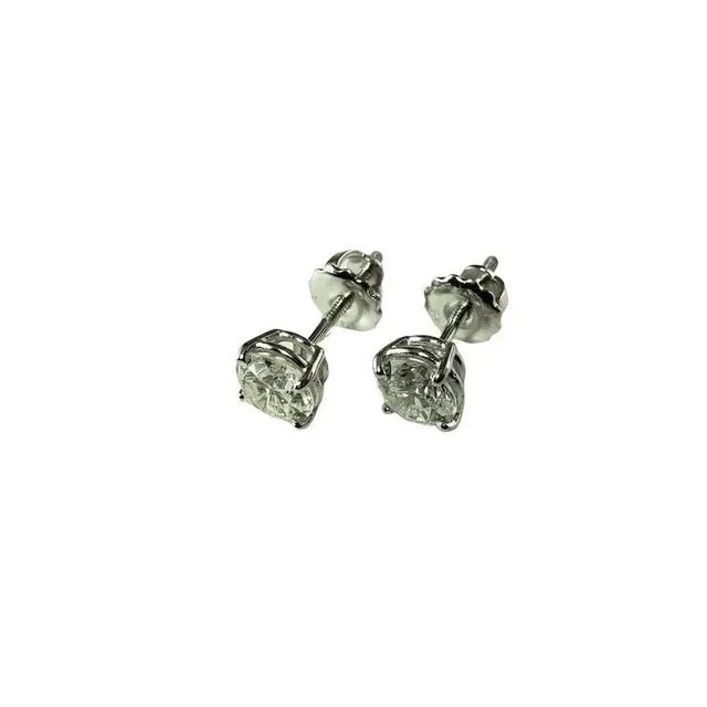 14 Karat White Gold Diamond Stud Earrings - 2 Pieces For Sale In New York - Image 6 of 9