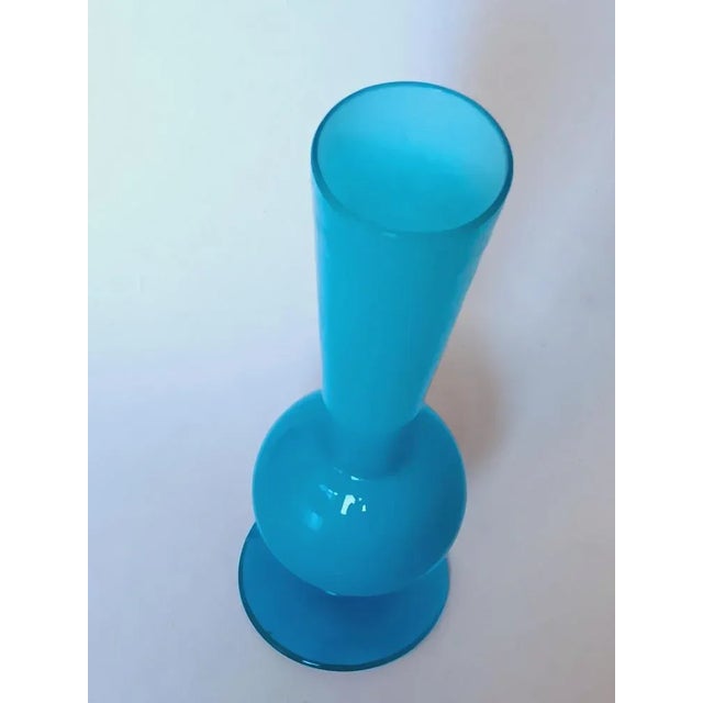 Mid-Century Modern Mid-Century Blue Opaline Glass Vase, 1960s For Sale - Image 3 of 4