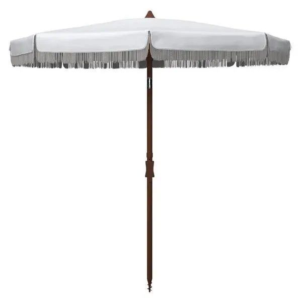 Safavieh Outdoor Estonia 6.5 ft Fringe Umbrella - White For Sale - Image 4 of 4