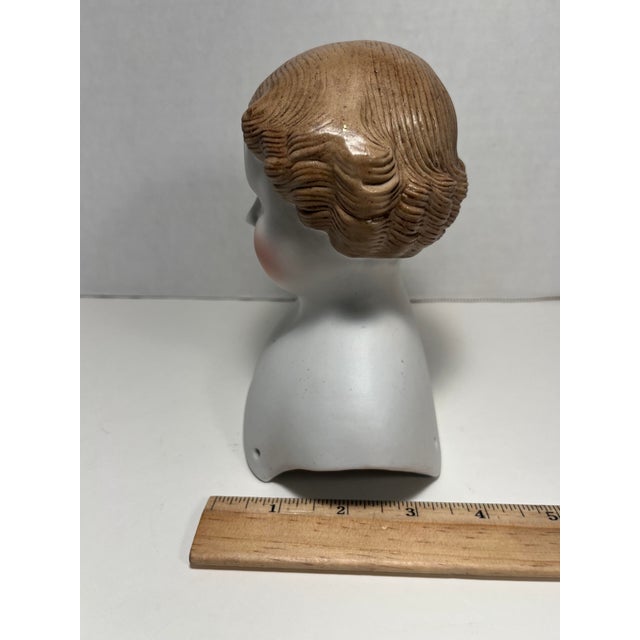 Antique Bisque Porcelain Shoulder Head Molded Hair Doll Numbered For Sale - Image 9 of 9