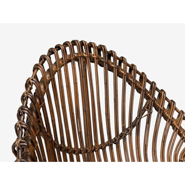 1950s Italian Modern Metal & Bamboo Rattan Lounge Chair- Italy, 1950s For Sale - Image 5 of 9