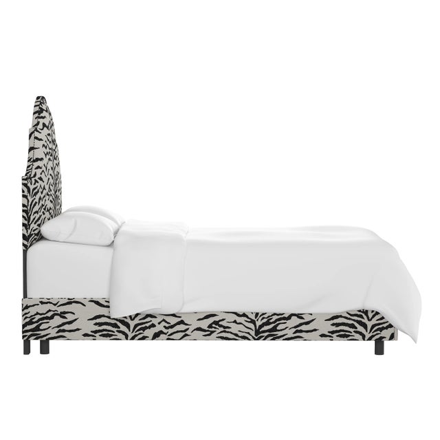 Transitional Halsted Bed in Cream Black Linen Zebra, Queen For Sale - Image 3 of 7