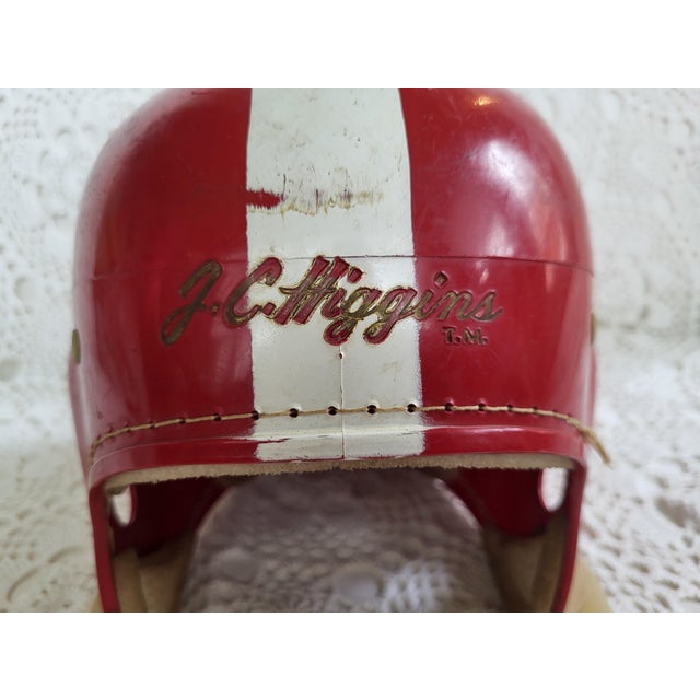 Midcentury Red & White Football Helmet by Jc Higgins of Sears Roebuck For Sale In Baltimore - Image 6 of 11