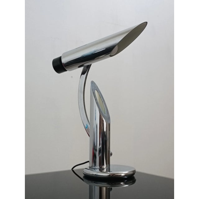 Sublime Tharsis lamp by Luis Pérez de la Oliva for Fase. Spain, 1970s. All chrome-plated metal. The arm is articulated....