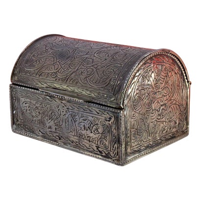 Silver Box with Turkish-Style Engravings For Sale