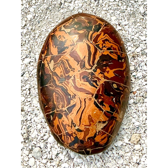 Late 20th Century Vintage Boho Artisinal Pigmented Plaster Scagliola Turtle Shell For Sale - Image 5 of 9