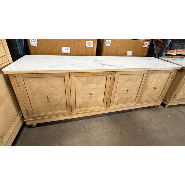 2020s Global Views Directoire Console Oak With Marble Rop For Sale - Image 5 of 10