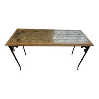 Vintage Mediterranean Maitland Smith Cast Stone & Wrought Iron Console Table For Sale