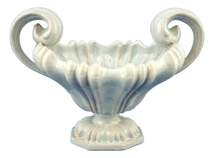 Antique Cerulean Ceramic Centerpiece Vase, 1890s