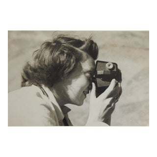 Mid 20th Century Woman With Camera Snapshot Photograph For Sale