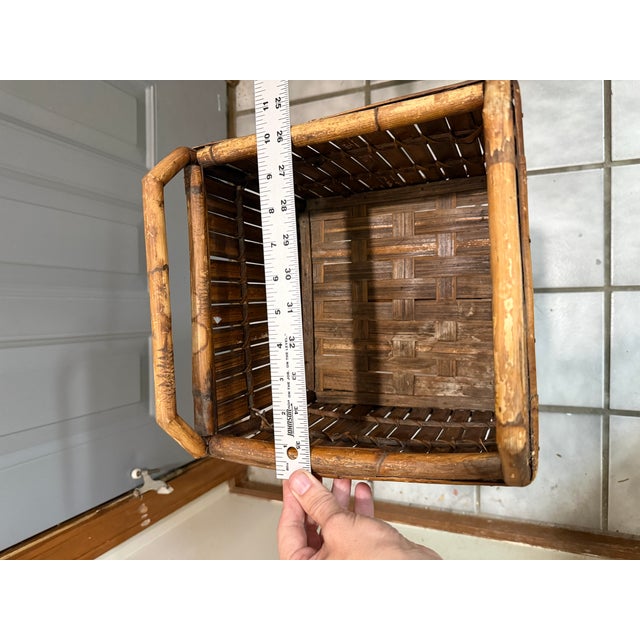 Brown Vintage Bamboo Split Reed Plant Stand For Sale - Image 8 of 12