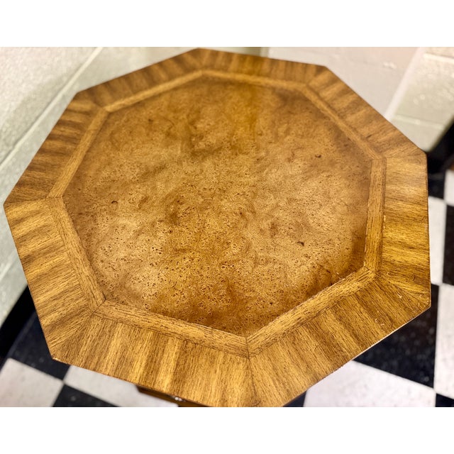 Chestnut Heirloom by Weiman Burl Wood Octagonal Accent Cabinet With Brass Ring Pulls – Vintage North Carolina Craftsmanship For Sale - Image 8 of 12