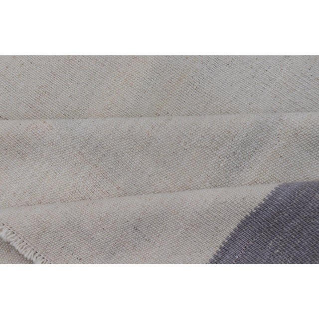 Vintage Turkish Kilim Rug With White Field and Light Lavender Border For Sale - Image 11 of 12