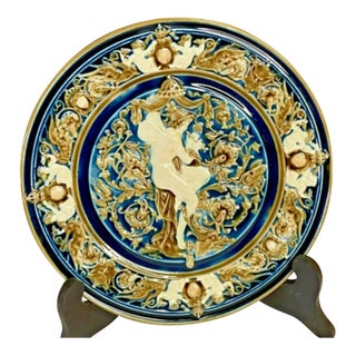 Antique Schütz Blansko Art 19th Cen Majolica Plate 9.5" Diameter For Sale