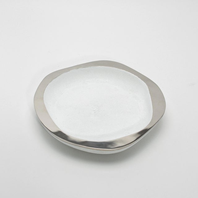 Bowl in White Shagreen With Stainless Steel Details by R&y Augousti