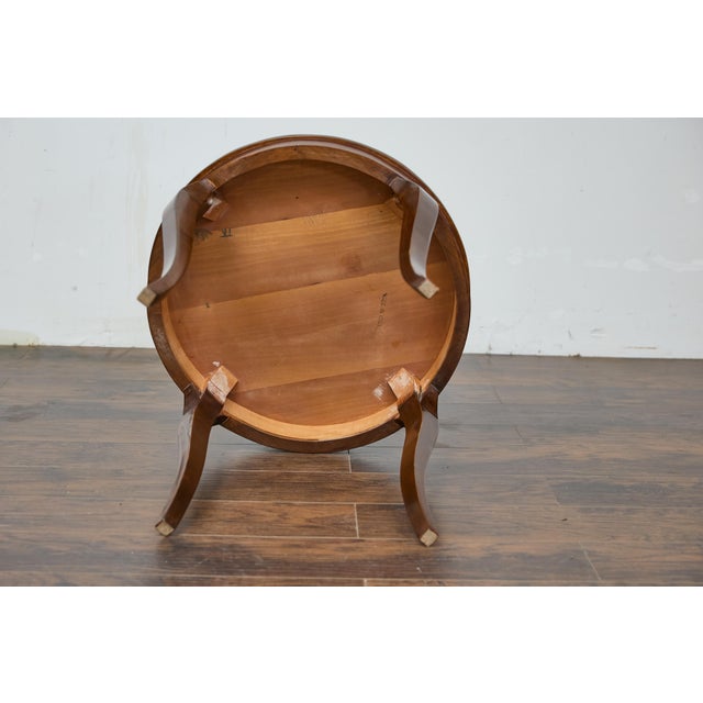 Italian Walnut Table with Round Quarter Veneer Top and Cabriole Legs For Sale - Image 4 of 12