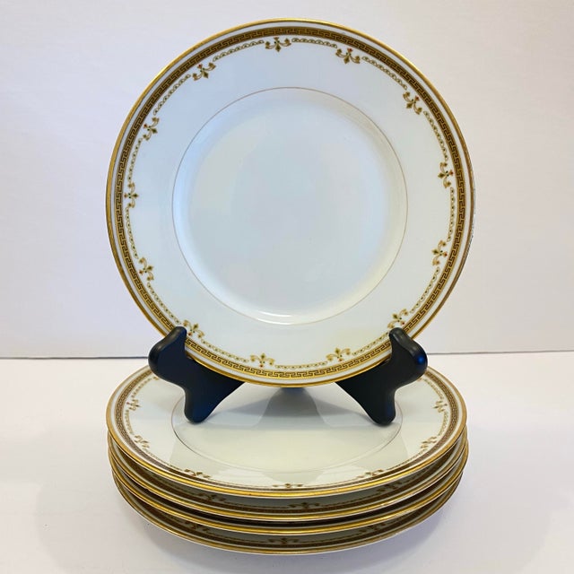 Antique Bernardaud “B&c” Limoges Greek Key & Gilt Garland Dessert Plates, 7.25” – Set of 5 (C. 1900–1930) For Sale - Image 9 of 10