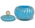 Beautiful and large, vintage Murano hand blown blue, controlled bubbles and gold flecks Italian art glass cookie jar /...