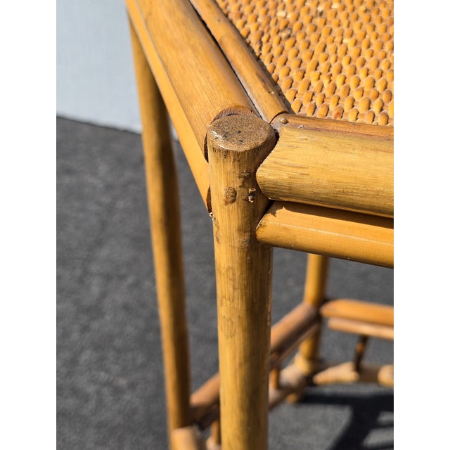 Wood Vintage Coastal Bamboo Hexagon Side Fern Table For Sale - Image 7 of 12
