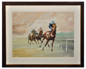 John Rattenbury Skeaping, A Three Horse Race, 1963, Gouache & Watercolor, Framed