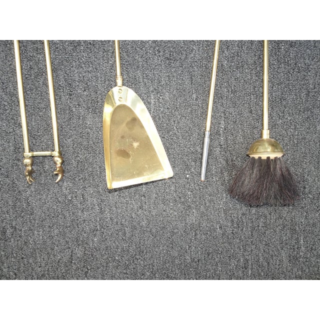 Metal Fp 13 Vintage French Country Gold Fireplace Tools W Four Tools For Sale - Image 7 of 12