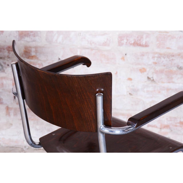 Wood Bauhaus Chairs in Beech by R. Slezák, 1930s, Set of 2 For Sale - Image 7 of 11